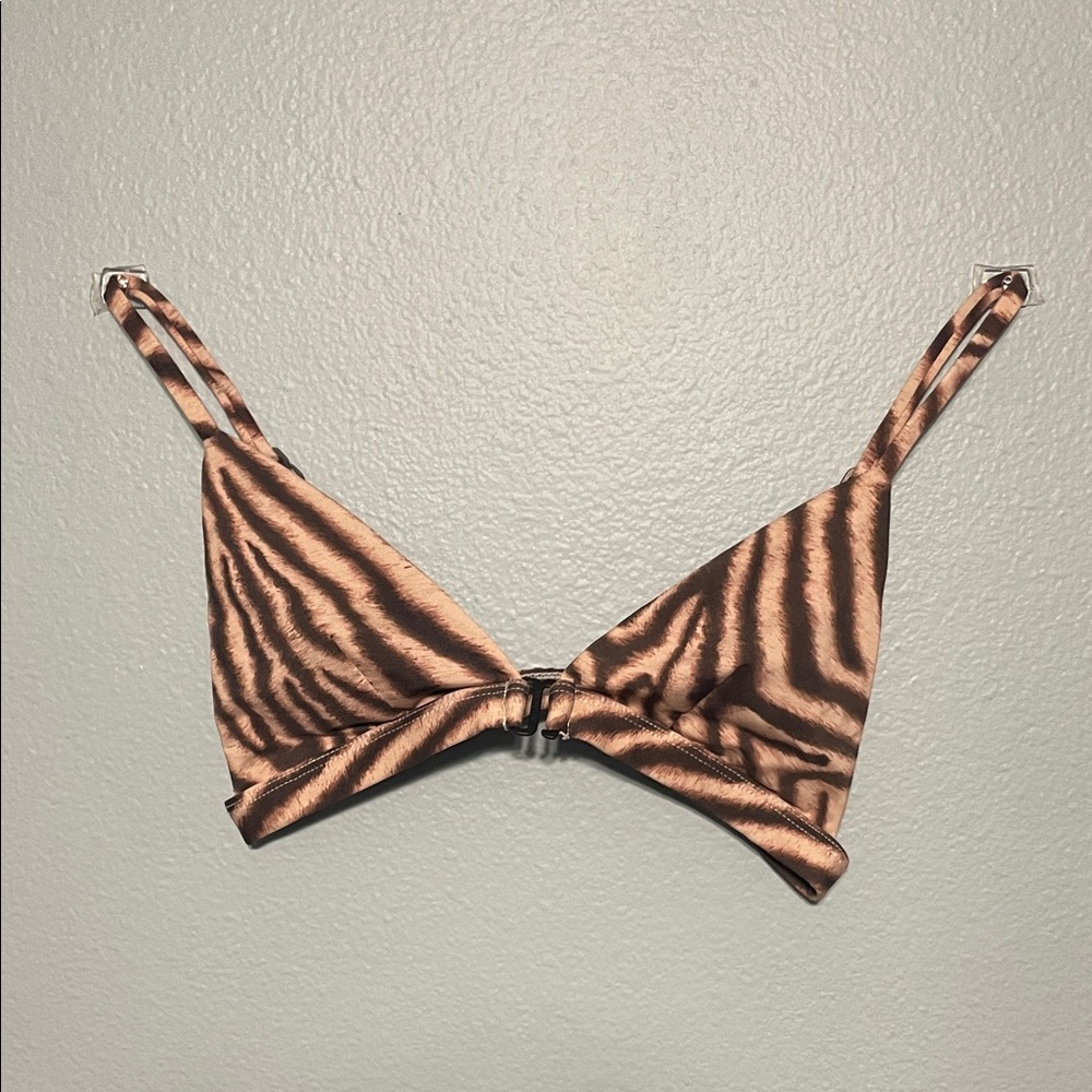 Acacia Swimwear Tiger Stripe Bikini Top - Tan and Black
